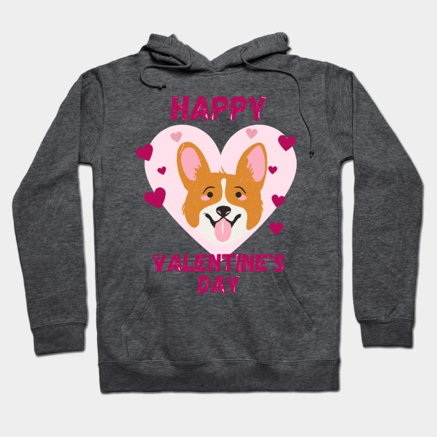 Happy Valentines Day - Corgi Hoodie by LukjanovArt